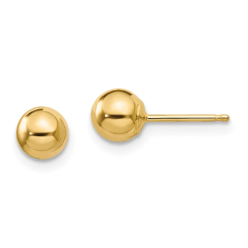 Chic Earrings for Women-14KT Yellow Gold 5MM Ball Stud Earrings