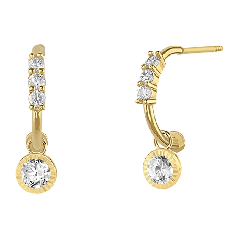 Unique Diamond Earrings-14KT Yellow Gold and Cubic Zirconia Drop Earrings