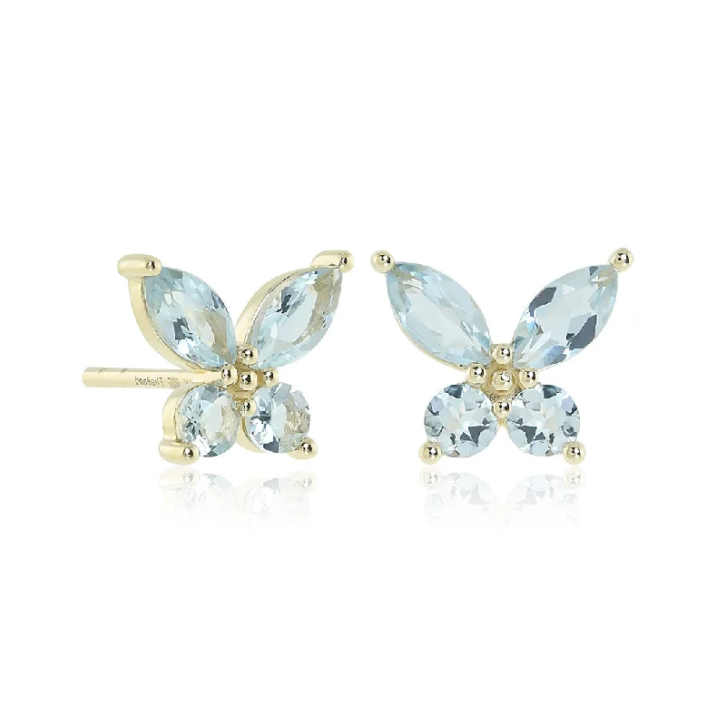 Black Diamond Earrings-Papillon Earrings in Aquamarines