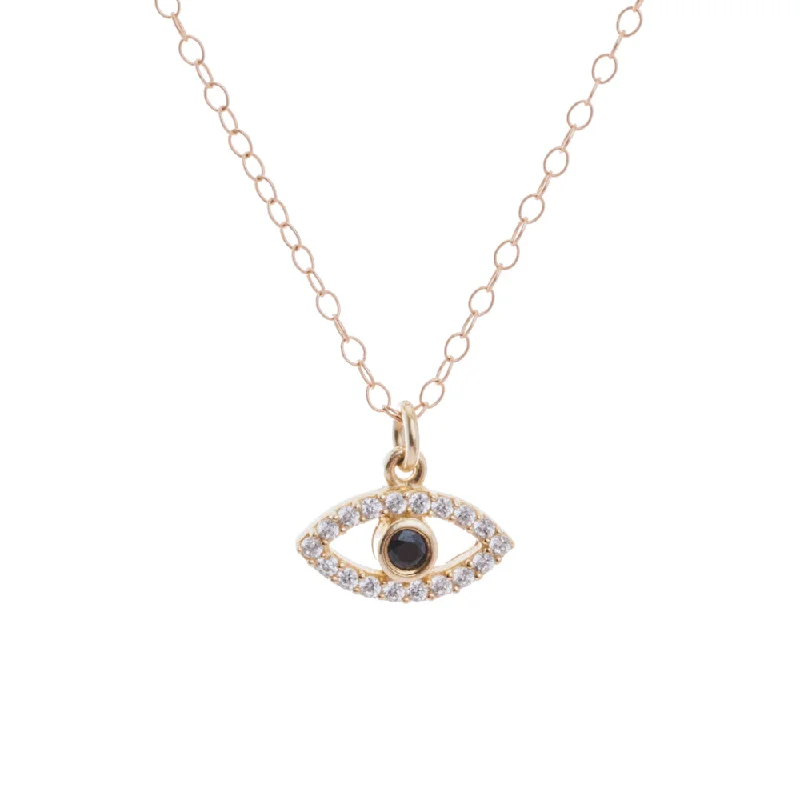 Gemstone Necklace for Weddings-Gold Cubic Zirconia Evil Eye Necklace