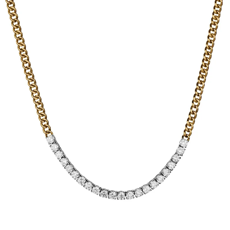 Custom Initial Necklace-DIAMOND & CURB LINK NECKLACE