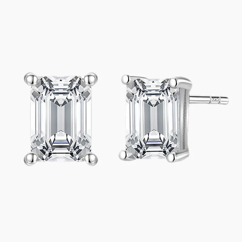 Silver Earrings with Diamonds-Sterling Silver 1CT Cubic Zircon Post Earrings