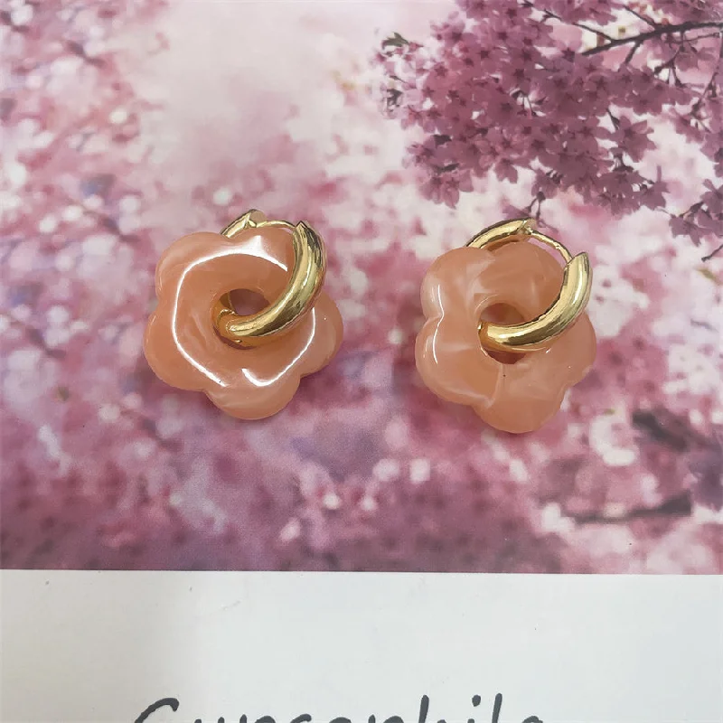 Orange Flower Ear Clips