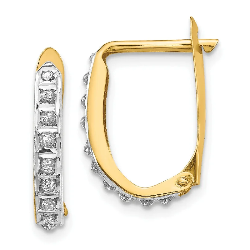 Silver Statement Earrings-Diamond Fascination Hinged Diamond Accent Leverback Hoop Earrings in 14KT Yellow Gold