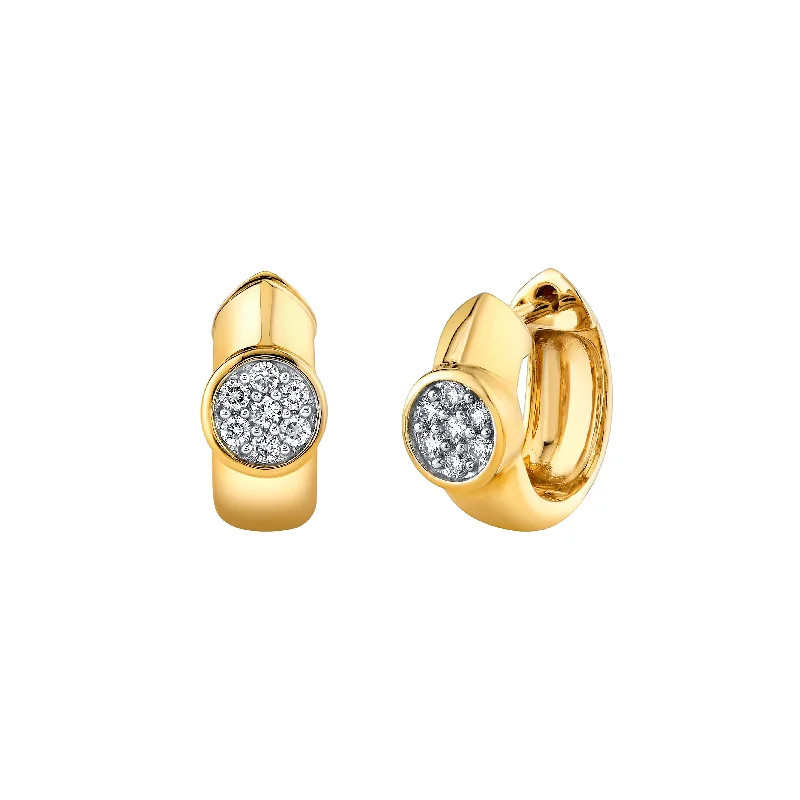 Casual Earrings for Women-Raised Pavé Bezel Huggies