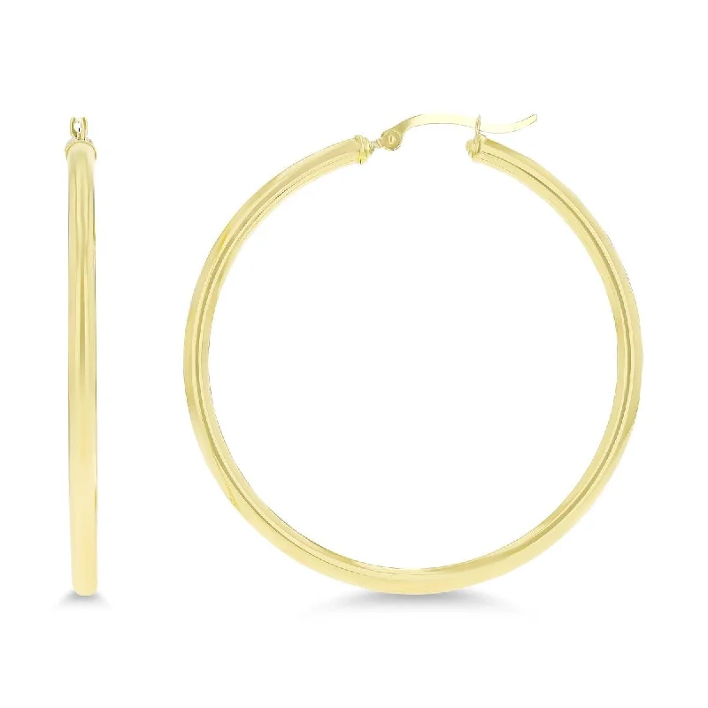 Elegant Drop Earrings-10KT Yellow Gold 3X50MM Hoop Earrings