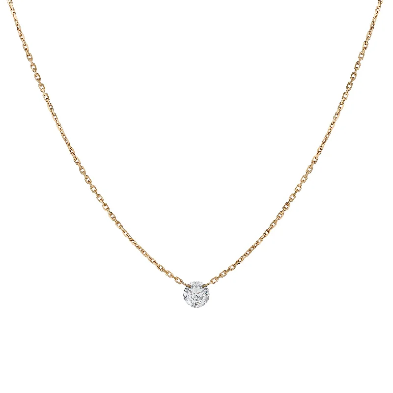 Beautiful Gold Necklace-INVISIBLY SET DIAMOND NECKLACE