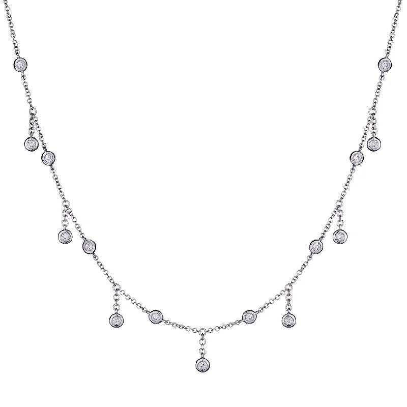 Fashion Jewelry Necklace for Women-BEZEL SET DIAMOND SPRINKLE NECKLACE