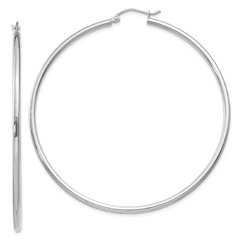 Gemstone Stud Earrings-14KT White Gold 60X2MM Hoop Earrings