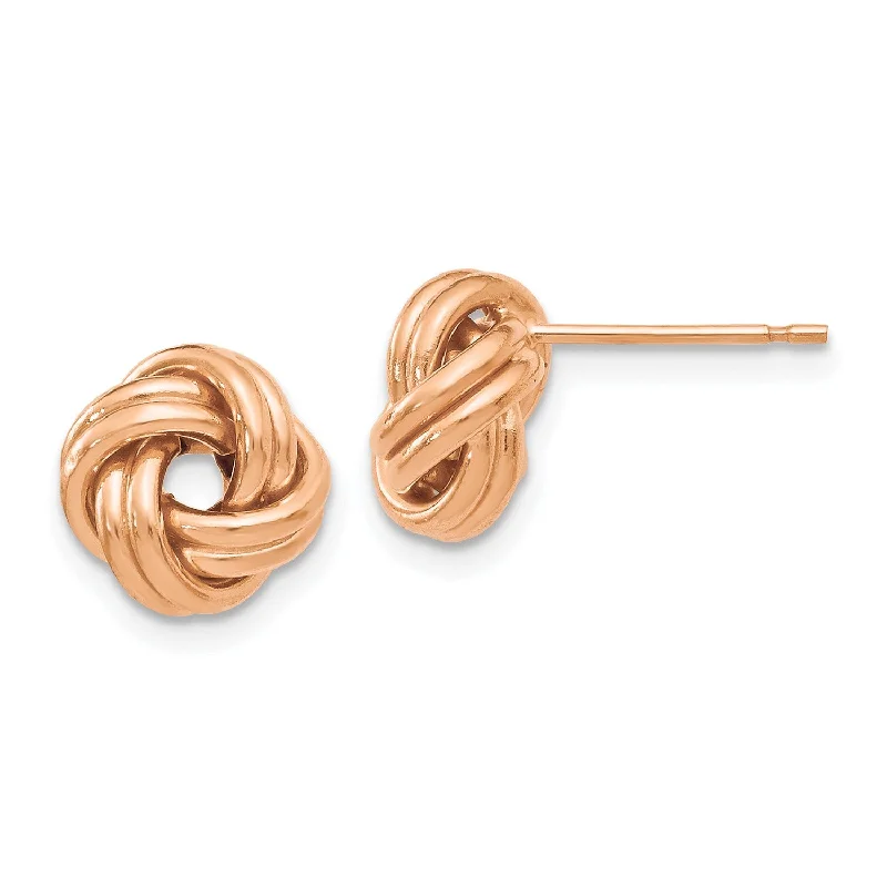 Vintage Gold Earrings-14KT Rose Gold 9MM Stud Love Knot Earrings