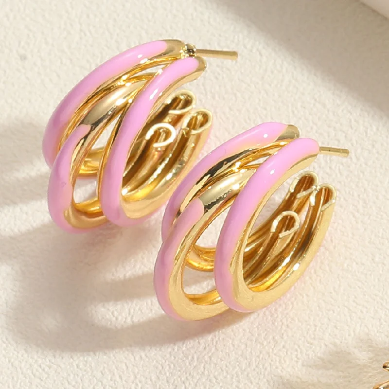 Pink Enamel Earrings