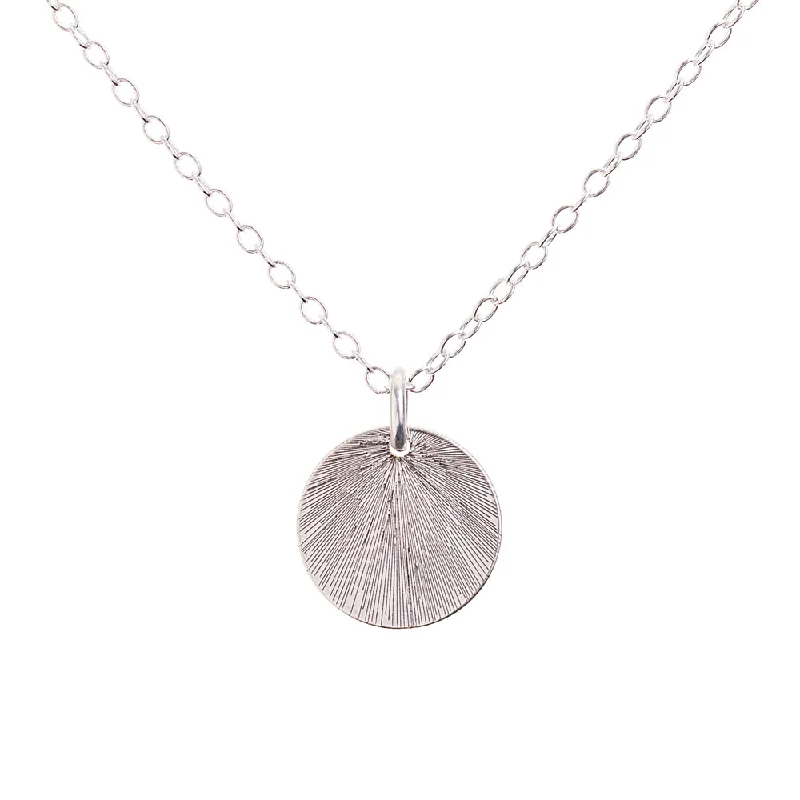 Customizable Heart Necklace-Silver Etched Medallion Necklace