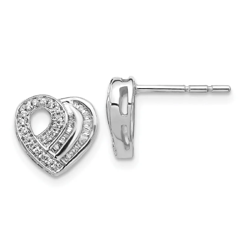 Cute Animal Earrings-1/5 CTW Diamond Heart Stud Earrings in 14KT White Gold