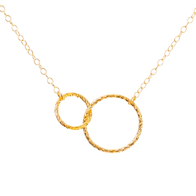 Sapphire Necklace for Women-Gold Textured Infinity Circles Necklace