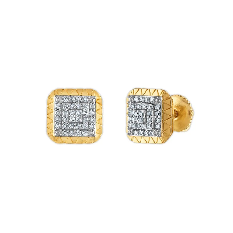 Fashionable Stud Earrings-1/4 CTW Diamond Fashion Stud Square Earrings in 10KT Yellow Gold