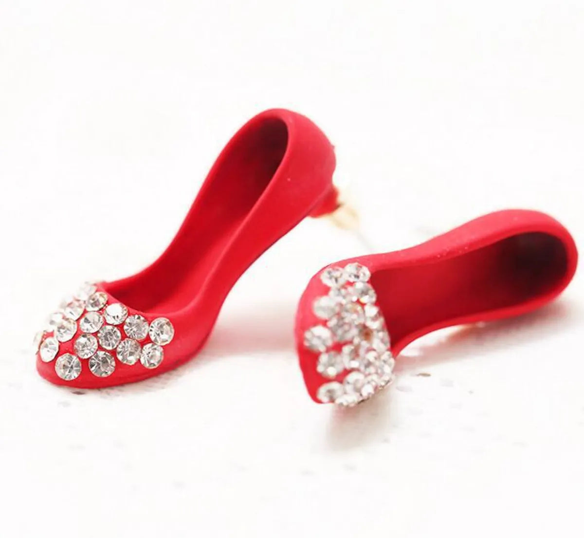 Designer Earrings for Women-1 Pair Sweet High Heel Inlay Alloy Rhinestones Ear Studs