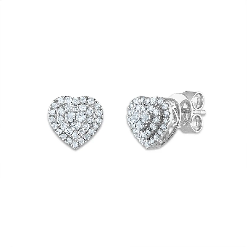 Crystal Drop Earrings-1/3 CTW Diamond Heart Earrings in 10KT White Gold