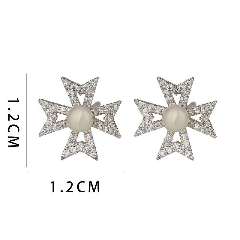 Unique Silver Earrings-1 Pair Ig Style Simple Style Flower Plating Inlay Copper Ear Studs