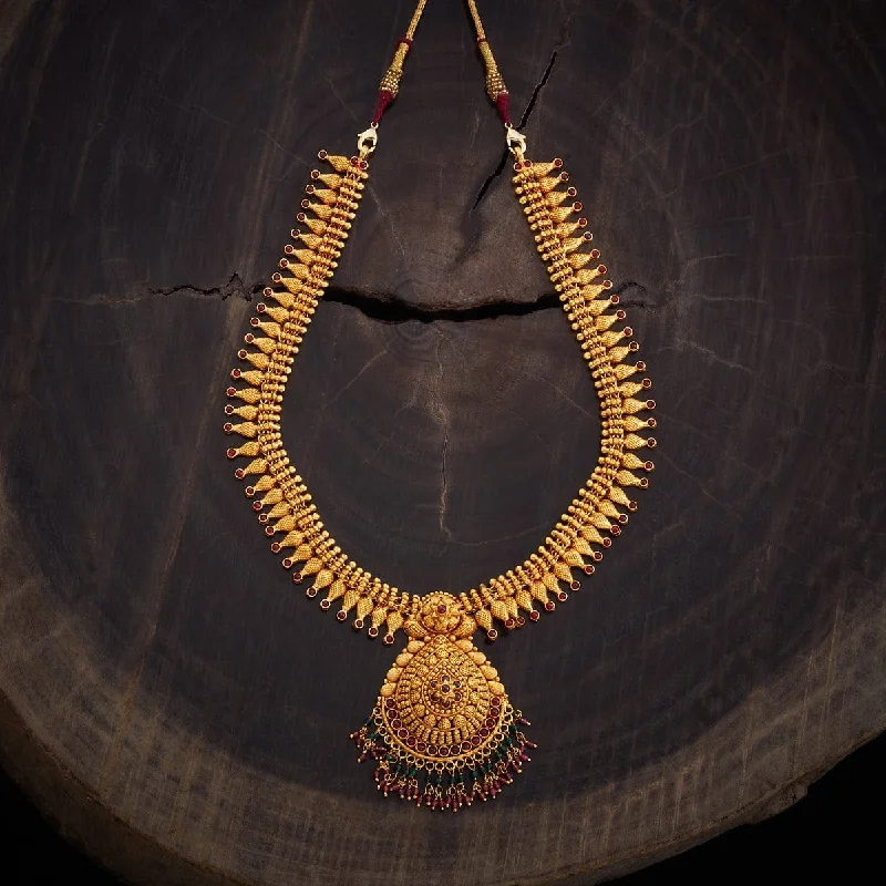 Simple Gold Necklace with Gemstone-Silver Temple Necklace 168283