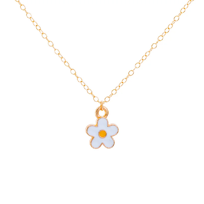 Pendant Necklace with Birthstone-Gold Enamel Daisy Necklace