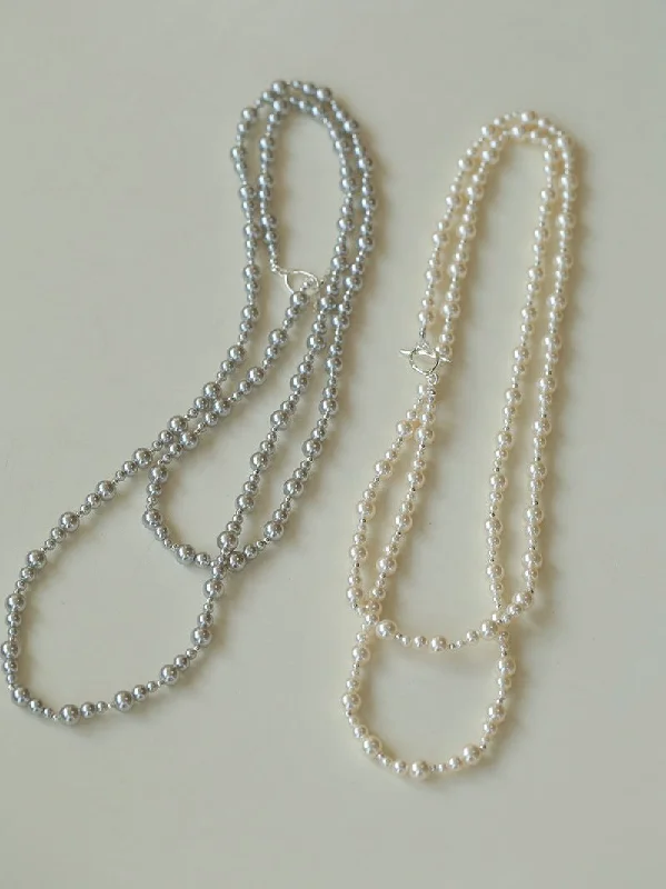 Personalized Pendant for Weddings-Gradient Artificial Pearls Beaded Necklace Sweater Chain