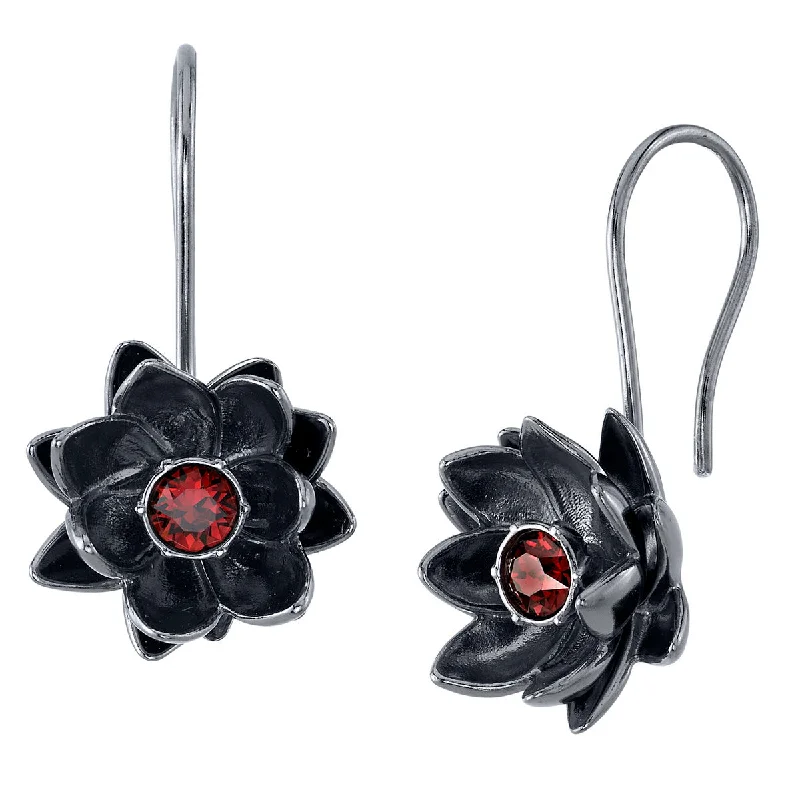 Modern Silver Drop Earrings-Magic: The Gathering X RockLove Black Lotus Crystal Earrings