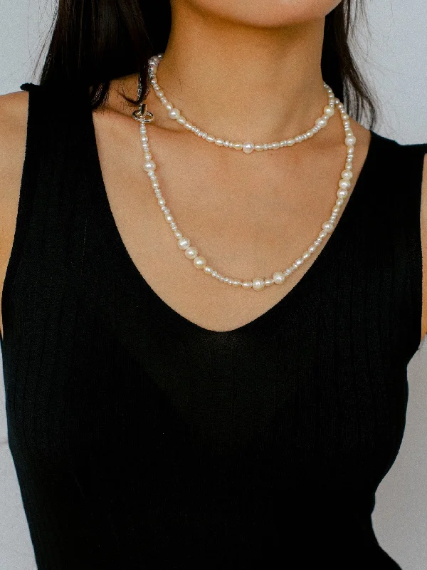 Trendy Necklace for Bridesmaids-Elegant Ombre Pearl Long Beaded Necklace