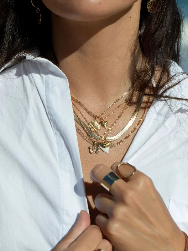 Customizable Silver Necklace-Petite Gold Shark Tooth Necklace - Mano Petite