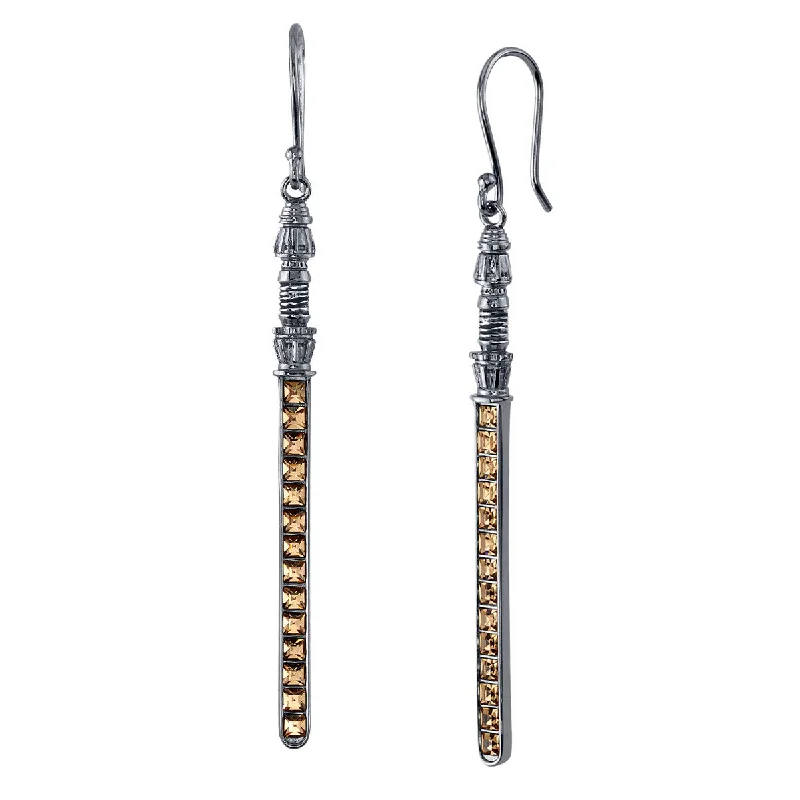 Unique Wedding Earrings-Star Wars X RockLove Rey Crystal Lightsaber Earrings