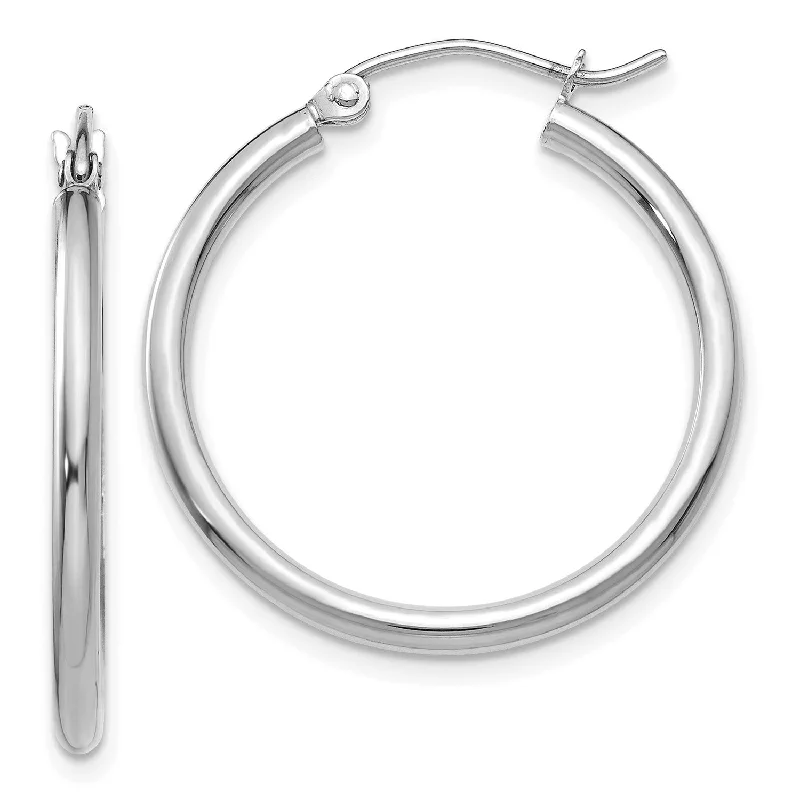 Beautiful Drop Earrings-14KT White Gold 25X2MM Hoop Earrings