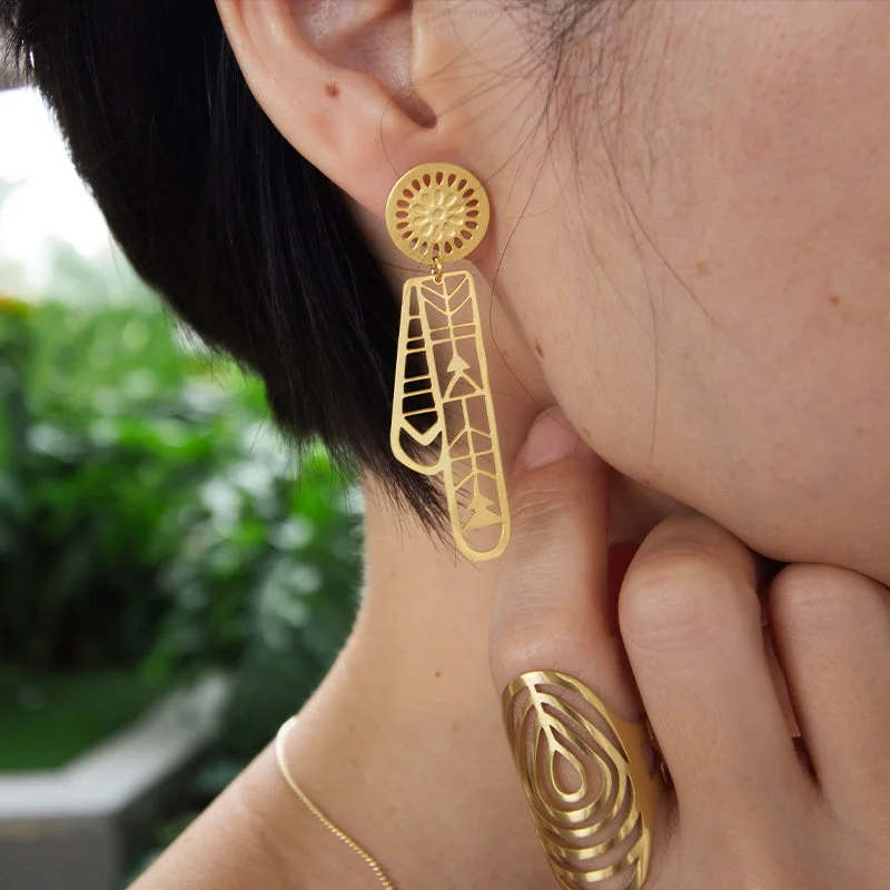 Gold Hoop Earrings-RAS Native Southwest Punched Gold Earrings