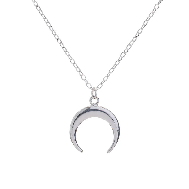 Unique Gold Necklace-Silver Crescent Necklace