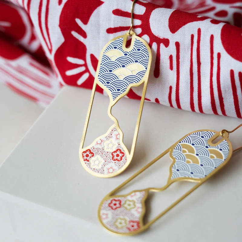 Customizable Wedding Earrings-Kintsugi Oval Earrings