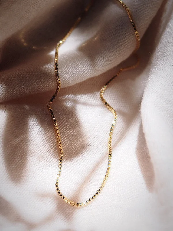 Bridal Pendant Necklace-Basic Gold Box Chain Necklace - Iolani