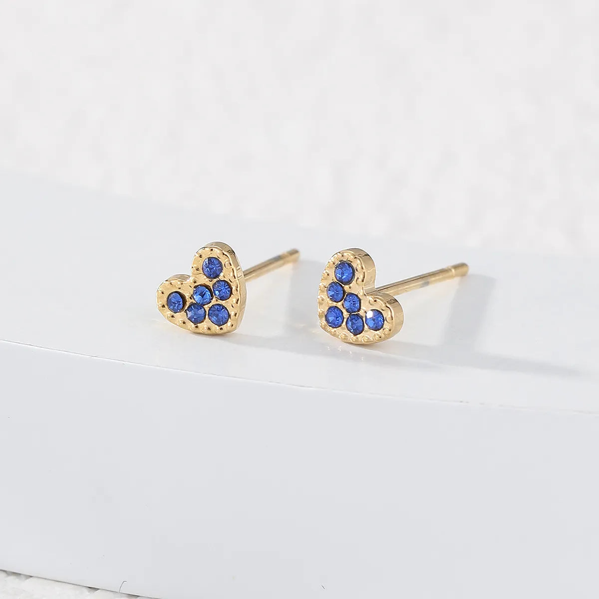 Unique Wedding Earrings-1 Pair Simple Style Color Block Inlay Stainless Steel Zircon Ear Studs