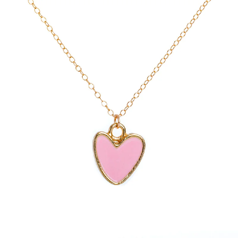 Trendy Layered Necklace for Teens-Gold Enamel Heart Necklace