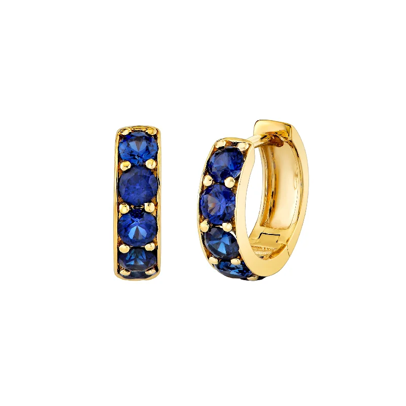 Classic Gold Stud Earrings-Everyday Sapphire Huggies