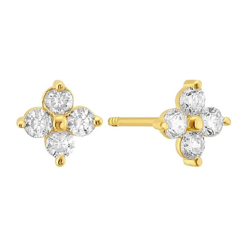 Colorful Drop Earrings for Women-14KT Yellow Gold and Cubic Zirconia Stud Earrings