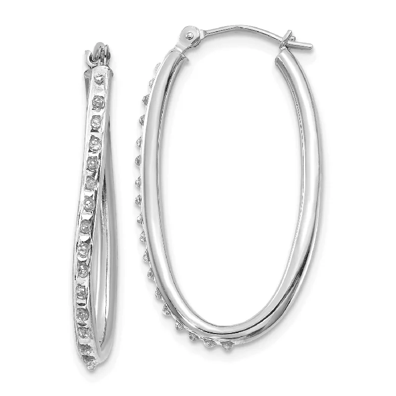 Luxury Diamond Earrings-Diamond Fascination Diamond Accent Hinged Hoop Earrings in 14KT White Gold