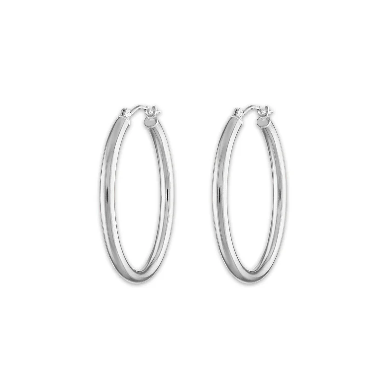 Designer Earrings for Special Occasions-10KT White Gold 2.5X25MM Hoop Earrings