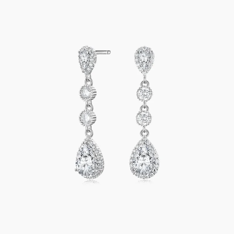 Diamond Hoop Earrings-Dangling Teardrop Long Earrings