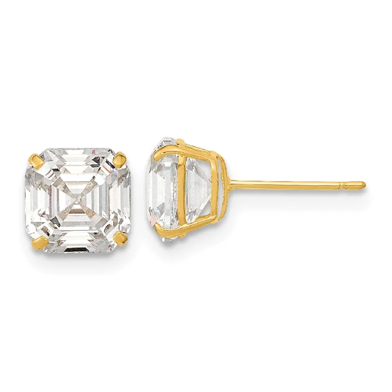 Colorful Earrings for Teens-7MM Ascher Cubic Zirconia Stud Earrings in 14KT Yellow Gold