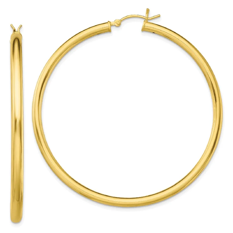 Dainty Earrings for Women-Goldtone Sterling Silver 3X55MM Hoop Earrings