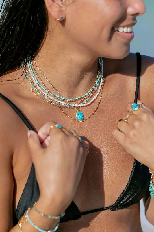 Luxury Silver Necklace-Sale - Asymmetrical Mixed Opal & Gold Chain Necklace - Hau’oli