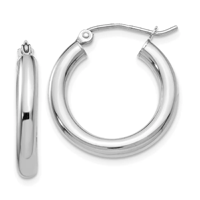 Trendy Silver Earrings-14KT White Gold 20X3MM Hoop Earrings