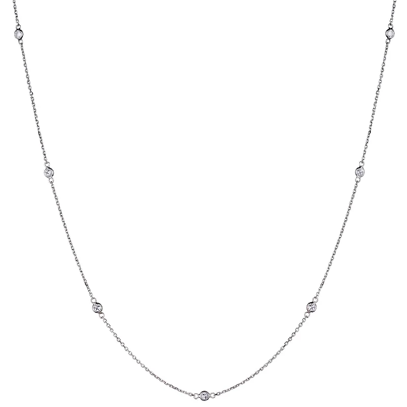 Fashionable Beaded Necklace-BEZEL SET DIAMOND NECKLACE