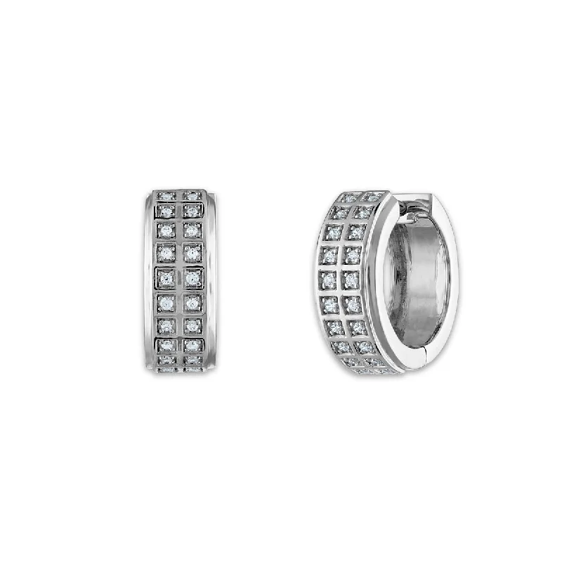 Fine Silver Earrings-EcoLove 1/4 CTW Lab Grown Diamond Huggie Earrings in Rhodium Plated Sterling Silver