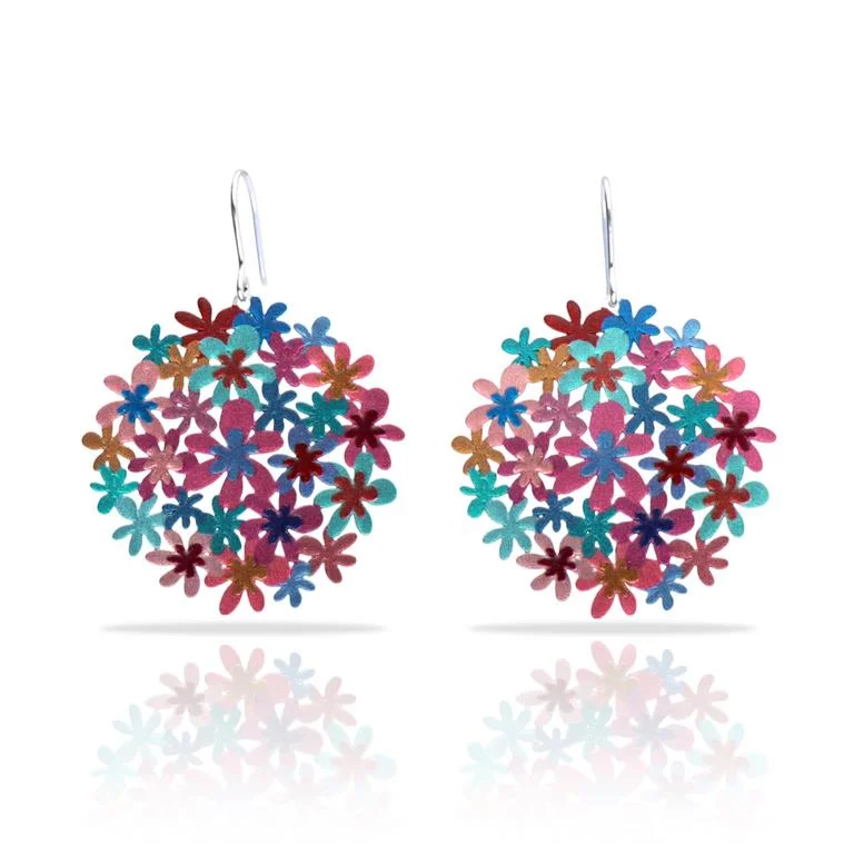 Geometric Earrings for Women-RAS Turquoise Bouquet Silver Small Earrings