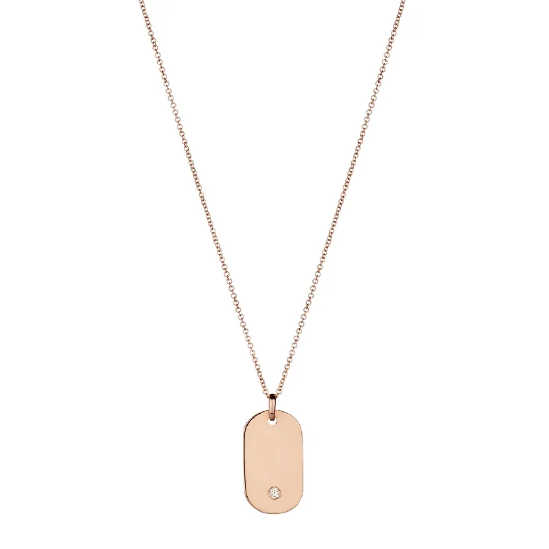 Simple Gold Necklace with Gemstone-DIAMOND TAG NECKLACE