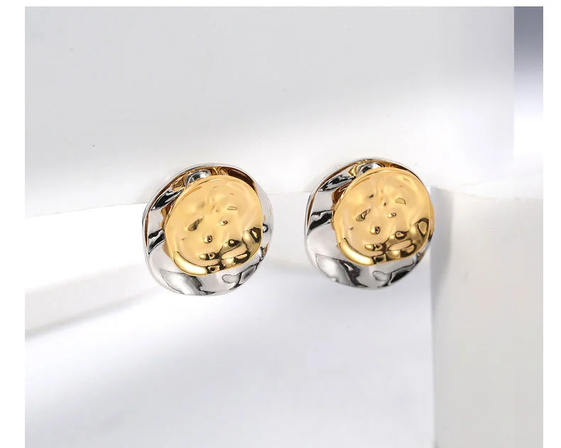 Luxury Gemstone Earrings-Fashion Round Copper Plating Ear Studs 1 Pair